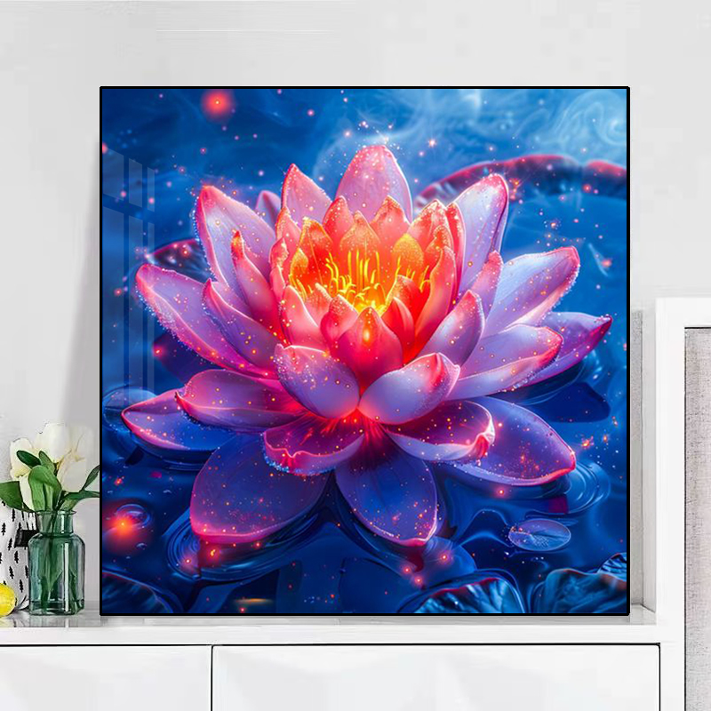 钻石画2025新款高级荷花风景点贴砖石贴画粘钻十字绣客厅餐厅满钻