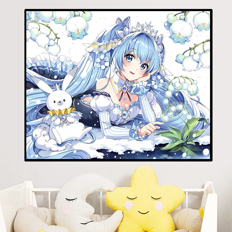 卡通女孩钻石画2025新款小幅可爱卧室初音未来手工贴钻十字绣满钻,居家布艺,十字绣套件,淘宝优惠券,粉丝福利购,淘宝优惠卷
