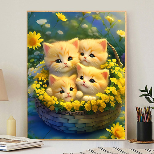 猫咪钻石画2026新款可爱动物手工5d点贴钻十字绣客厅儿童卧室满钻