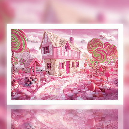 2024新款风景钻石画粉色糖果屋城堡5d贴钻十字绣小幅卧室客厅满钻