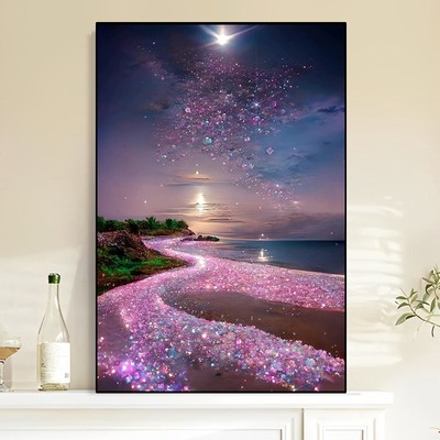 海边星空沙滩风景钻石画水钻点钻