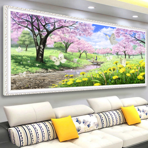樱花风景钻石画大幅客厅卧室床头