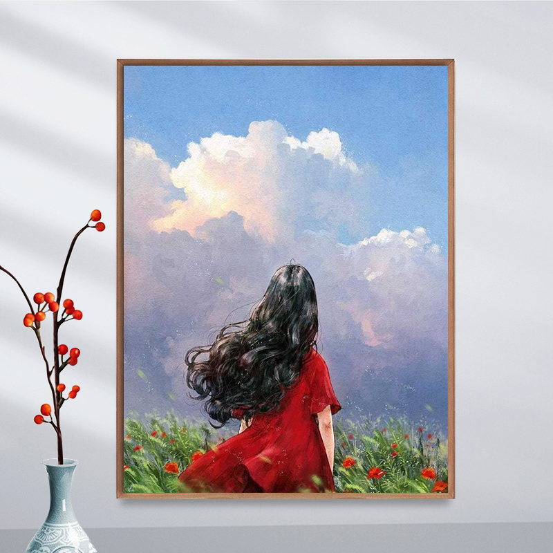 卡通动漫钻石画2025新款小幅简单女孩5d点贴钻十字绣卧室儿童满钻