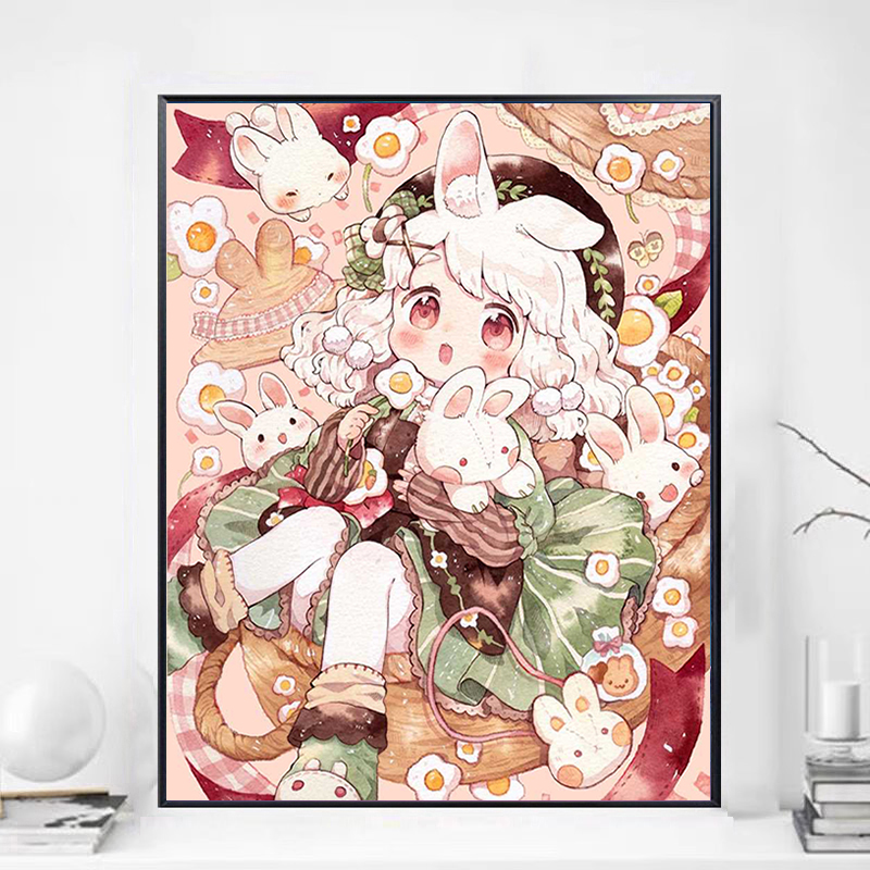 可爱女孩手工粘钻学生钻石画闺蜜
