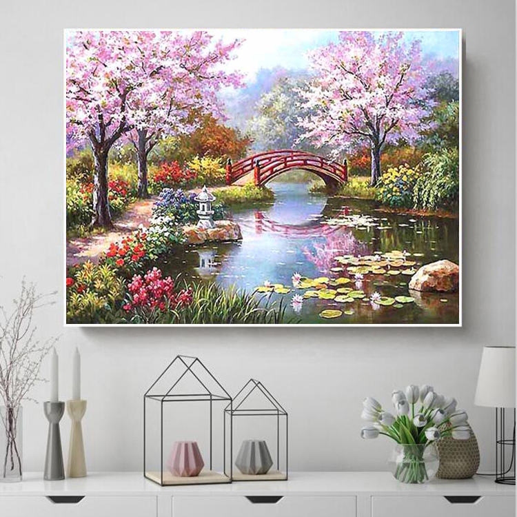 樱花风景钻石画现代简约客厅卧室