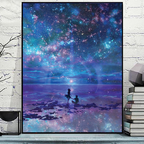 卡通动漫钻石画星空风景你的名字