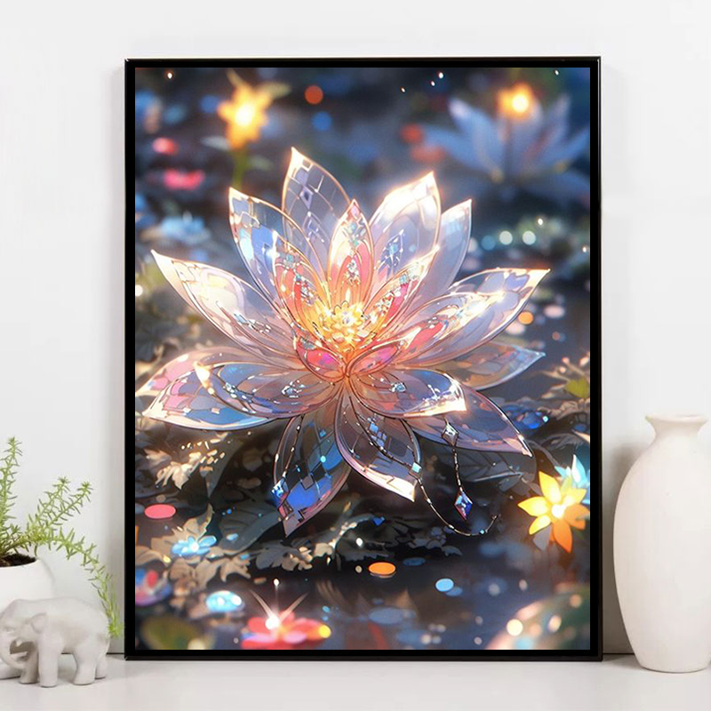 唯美风景莲花钻石画现代简约贴钻