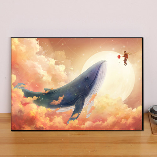 卡通钻石画儿童男孩梦幻鲸鱼风景