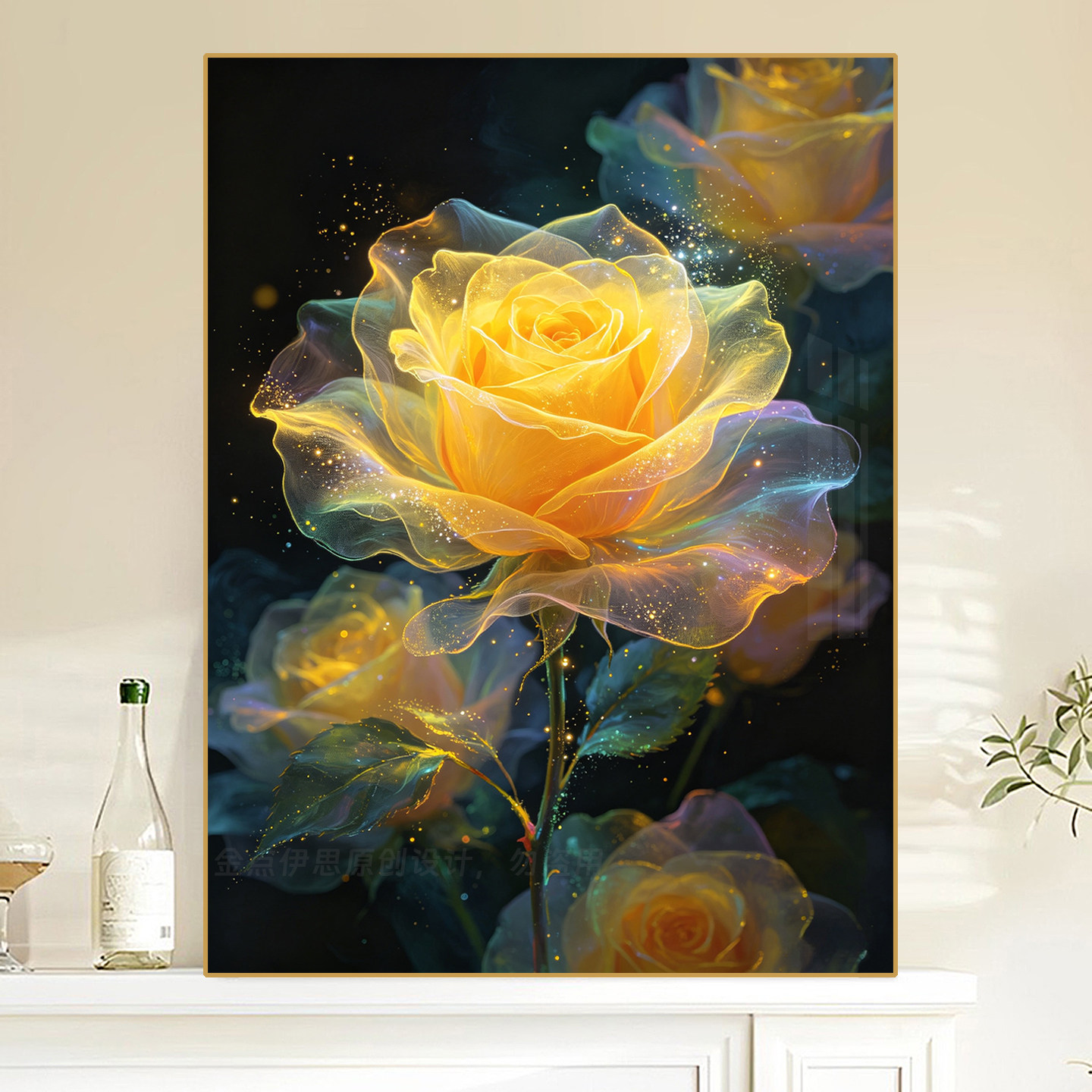 高级感玫瑰花卉钻石画2026新款手工点贴钻十字绣客厅卧室餐厅满钻