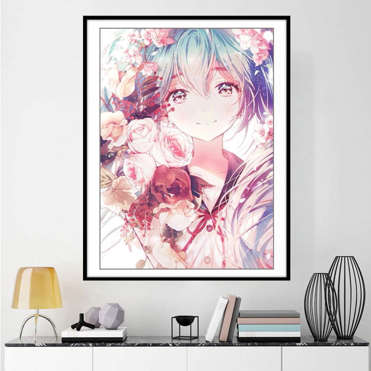 卡通动漫女孩初音未来简单钻石画