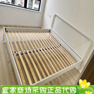 宜家奈斯顿铁艺床公主床单双人床网红铁架床白简易出租房国内代购