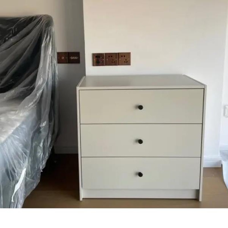 宜家古希肯 三斗抽屉柜，淡米色69x67床头柜储物柜斗柜卧室收纳柜