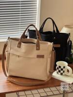 Original homemade Japanese-style artistic zipper thickened canvas bag, simple commuting student computer hand-held crossbody tote bag thumbnail 5