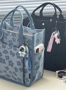 原创自制有型加厚学宝妈学生便当餐盒托特涤纶休闲简约手拎提包女