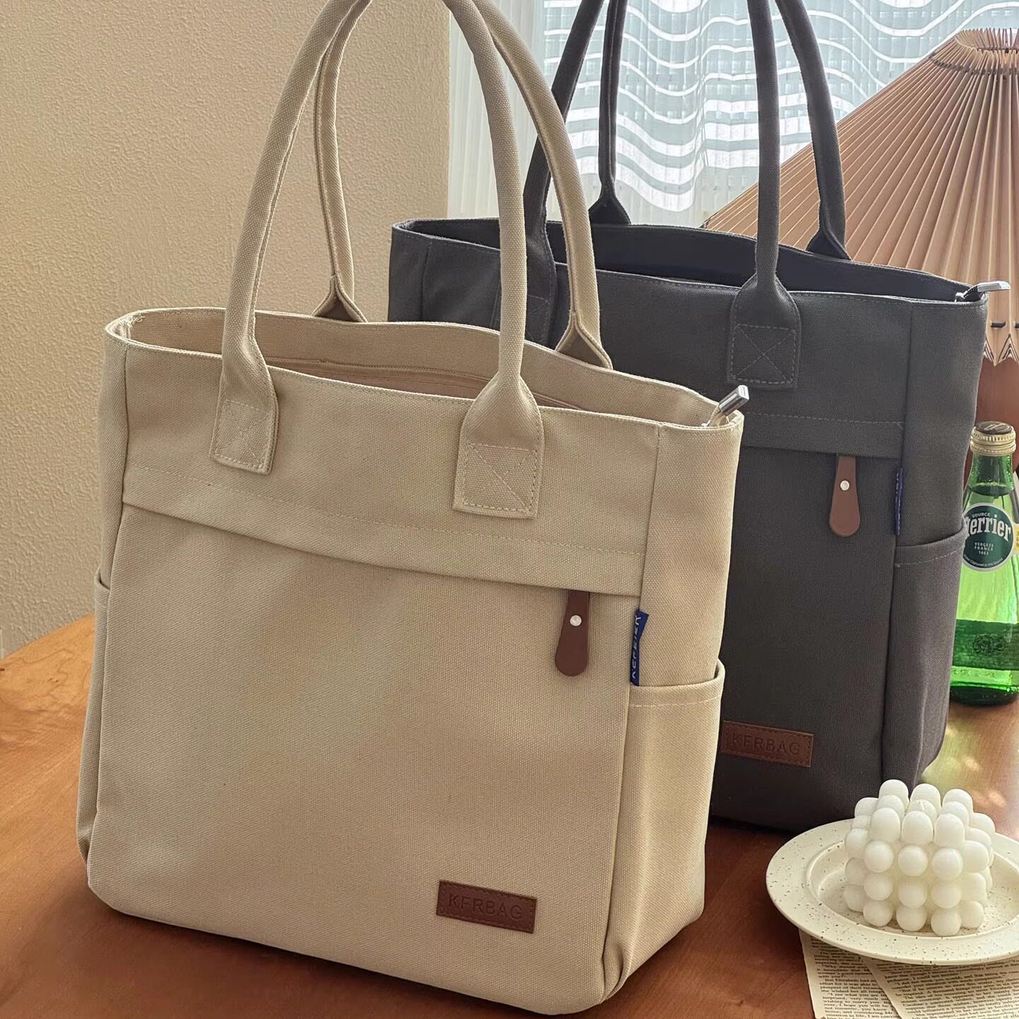 原创日韩时尚文艺简约通勤单肩帆布包日常休闲百搭学生手提托特包