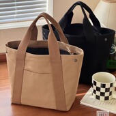 原创设计日系有型简约帆布手提托特包文艺时尚 便携学生便当餐盒包
