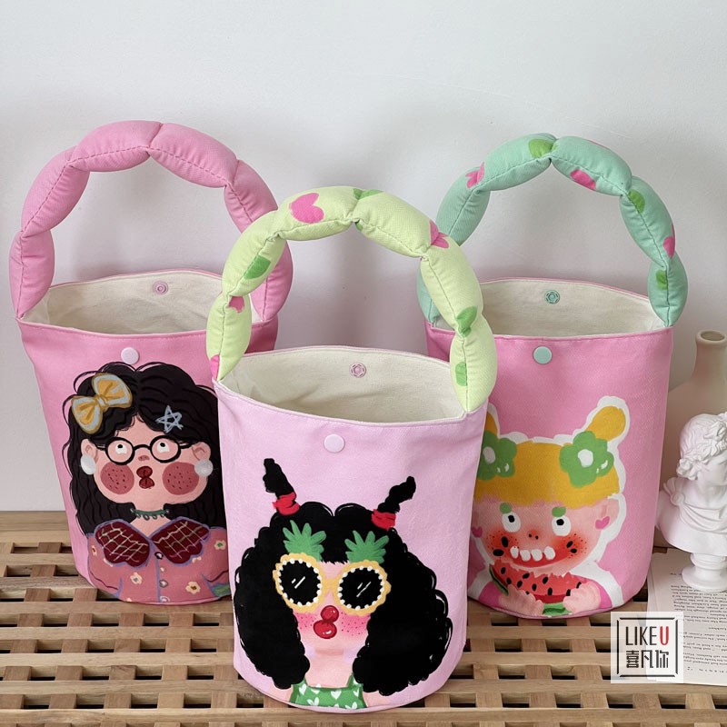 喜凡你水桶可爱女孩小搞怪手提包