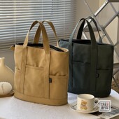 2025原创设计日式 水桶型托特帆布包百搭文艺单肩手提便当餐盒包女