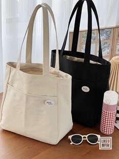 原创自制拉链款 简约文艺尼龙大容量托特休闲大学生拉链通勤单肩包