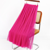 2025新款 网纱半身裙垂感高腰显瘦a字裙大摆网纱裙仙女裙舞蹈长裙