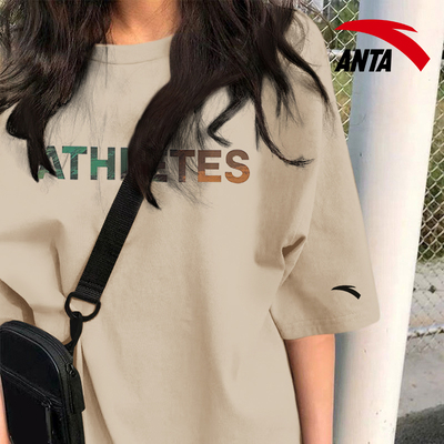 安踏短袖t恤女宽松夏季衣服2022