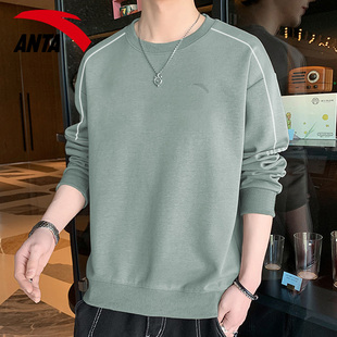 安踏青少年卫衣男加绒内搭打底衫新款圆领宽松潮牌男学生长袖外套