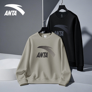 安踏卫衣男款国潮大logo印花圆领运动休闲上衣2026新款宽松长袖男