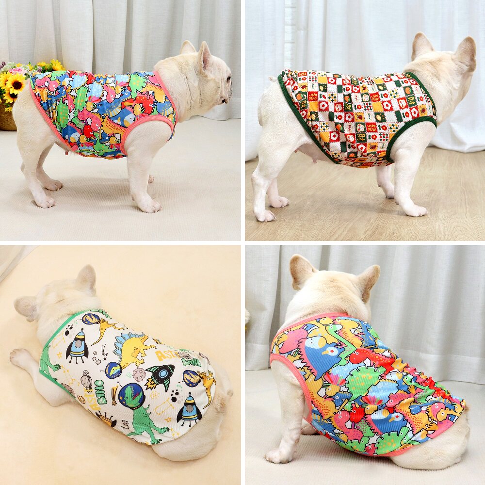 法斗巴哥斗牛犬衣服夏季冰丝透气凉爽防掉毛弹力背心网眼舒适服饰