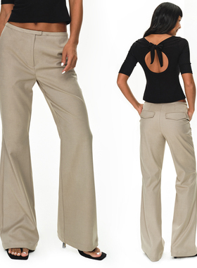 EMPTY PAGE卡其色极简休闲西装喇叭裤