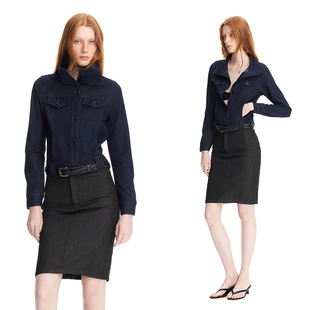 弹力修身 EMPTY 衬衫 仿牛仔修身 百搭显瘦牛仔色外套 PAGE