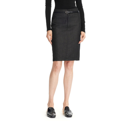 仿牛仔半身裙后开叉修身一步裙