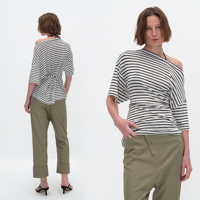 EMPTYPAGE蓝白条纹T恤