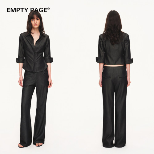 EMPTYPAGE夏季牛仔修身衬衫