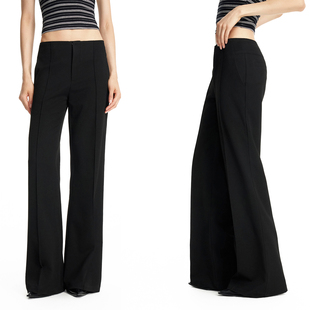 百搭简约喇叭裤 阔腿裤 PAGE黑色极简无腰头微弹修身 EMPTY