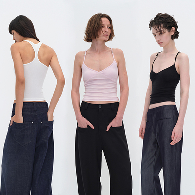 EMPTYPAGE黑/白/粉色吊带背心