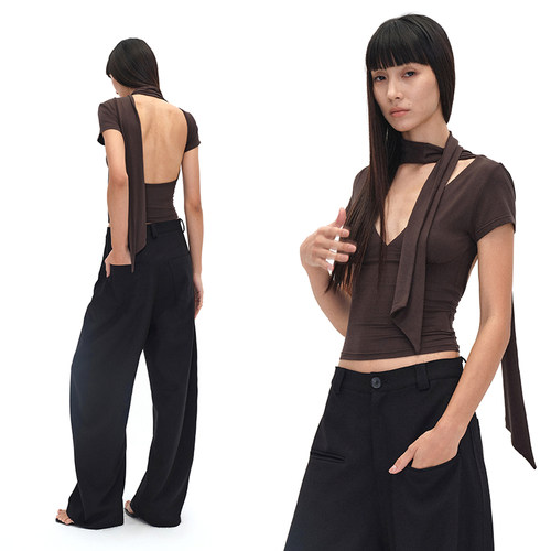 EMPTYPAGE咖啡色深VT恤