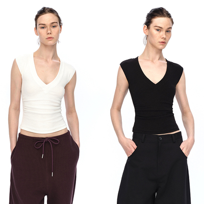 夏季修身显瘦弹力V领背心