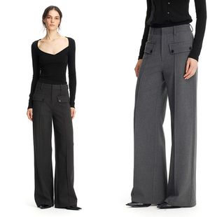 浅灰色极简宽松双插袋直筒裤 深灰 PAGE EMPTY