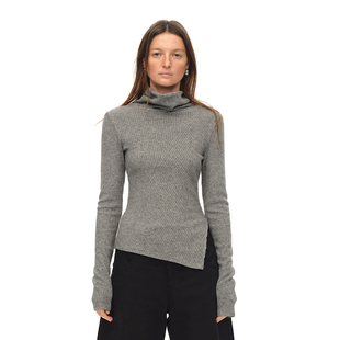 灰色高领坑条打底毛针织衫 黑 内搭T恤 PAGE EMPTY