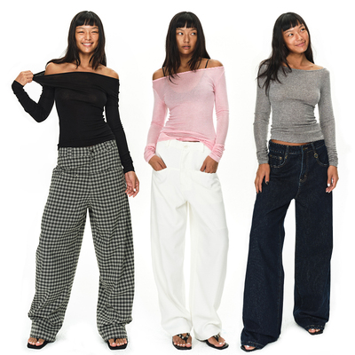 EMPTYPAGE修身薄款一字肩羊毛衫