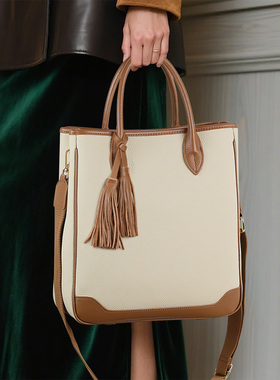 真皮大包女大容量高级感时尚竖款托特包2026新款通勤手提单肩包