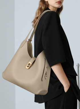 真皮腋下包女通勤hobo包2026新款大容量高级感轻奢小众单肩托特包