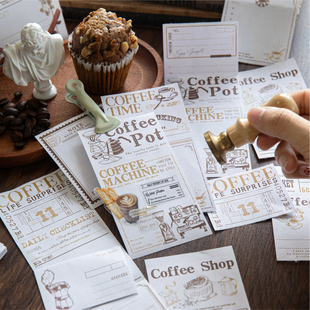 30张分装 浪漫生活系列白牛皮轻复古可斯长条票据手帐便签纸 糖诗