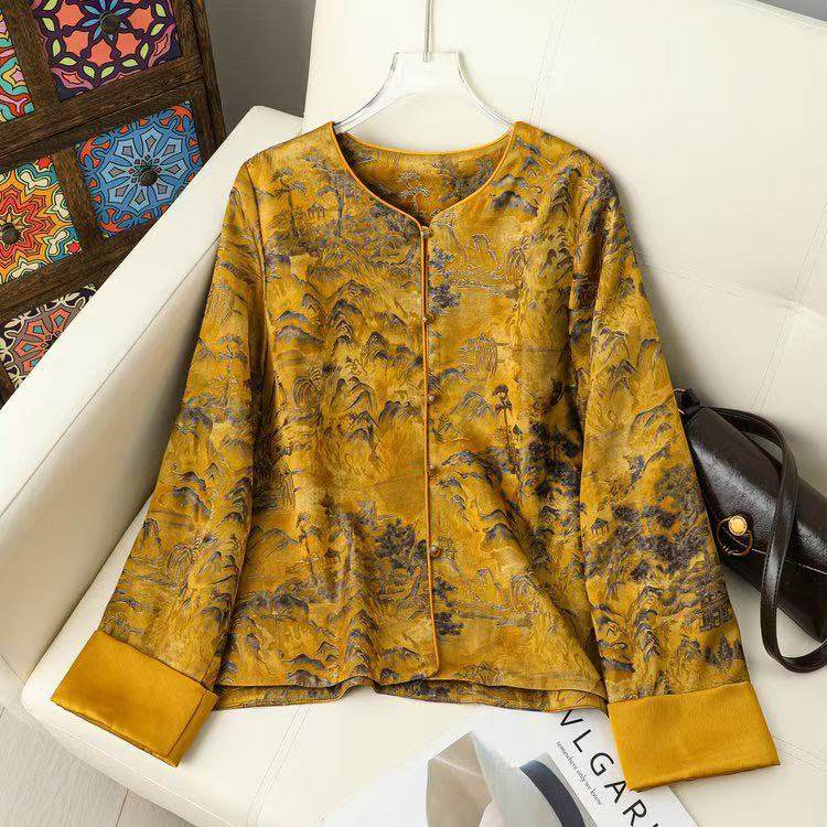 新中式国风女装外套复古提花盘扣气质显瘦高级感上衣长袖复古风,女装/女士精品,短外套,淘宝优惠券,粉丝福利购,淘宝优惠卷