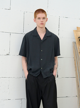 GRAINMUSTARD 「Curo Pleated Shirt 」 铜氨丝打褶休闲短袖衬衫