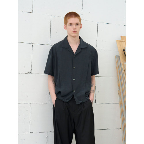 GRAINMUSTARD 「Curo Pleated Shirt 」 铜氨丝打褶休闲短袖衬衫