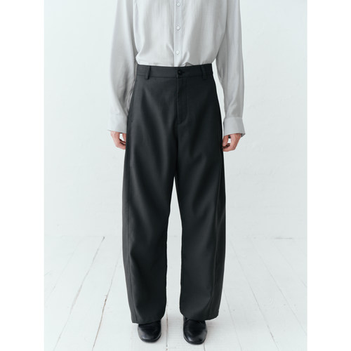 GRAINMUSTARD 「Curved Cut Pants」高腰极简垂感廓形休闲弯刀裤