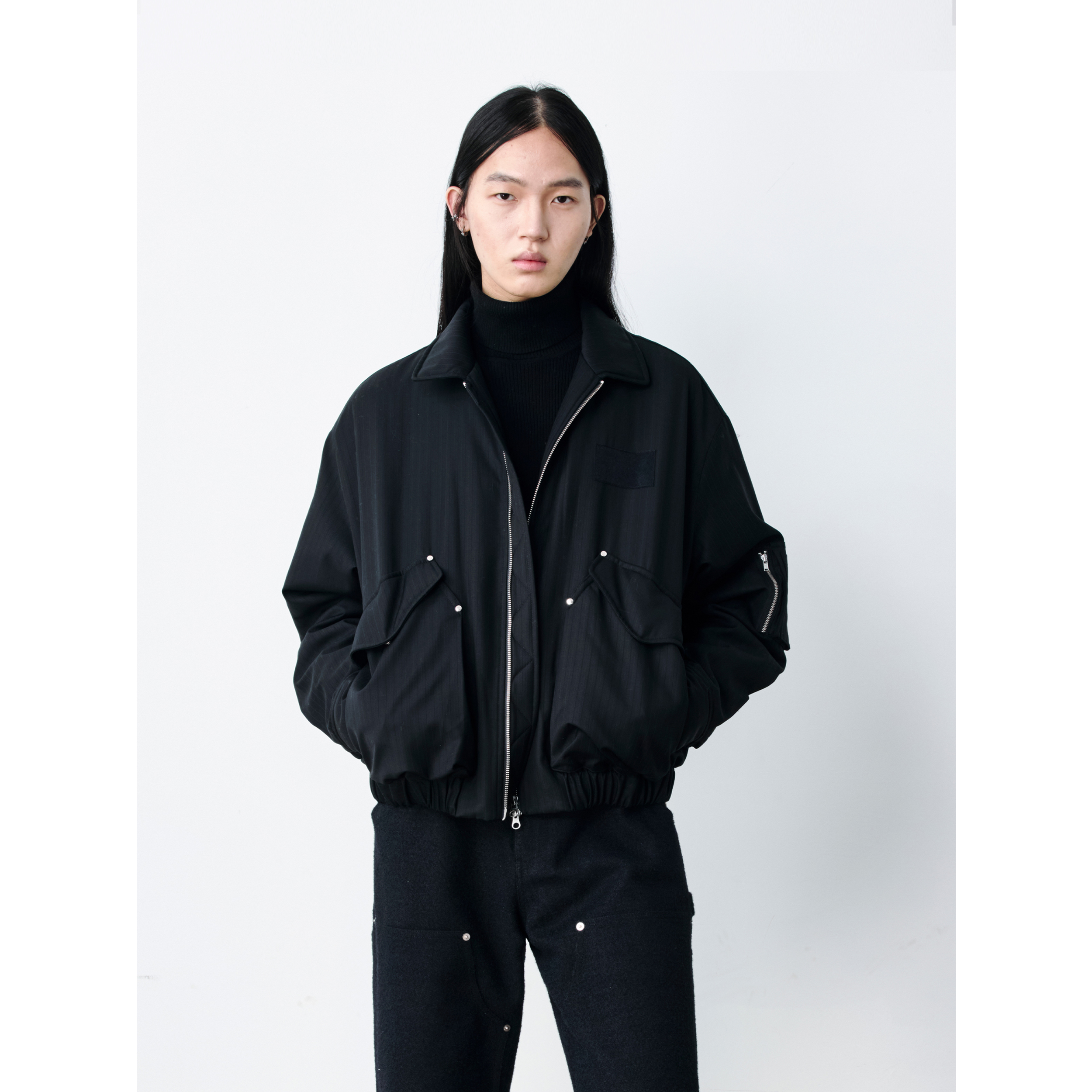 GRAINMUSTARD 「Studded Bomber Jacket」 精纺羊毛绗棉空军夹克