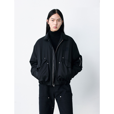 GRAINMUSTARD 「Studded Bomber Jacket」 精纺羊毛绗棉空军夹克