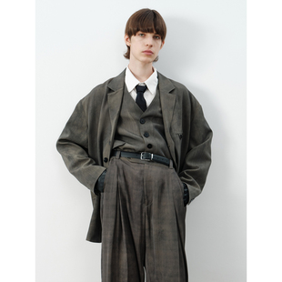 GRAINMUSTARD 外套复古多纽扣植物染便西 薯莨染人丝落肩西装